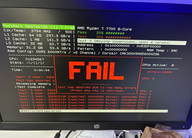 MemTest86 FAIL: diagnosi PC che si riavvia a Monza per RAM DDR5